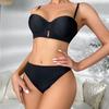 Conjunto de sujetador sexy europeo y americano, liso, sin costuras, fruncido, copa gruesa, ropa interior de talla grande con borde cruzado
