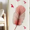 Adesivos de Parede de Gansos Rosa com Penas Transfronteiriços para Decoração de Atmosfera na Parede de Fundo da Entrada do Quarto, PVC Autoadesivo Removível