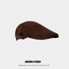 Gorra Plana de Algodón Puro para Cuatro Estaciones para Mujer Color Sólido Retro Estilo Británico Gorra de Repartidor Simple Combinable Boina Artística para Hombre