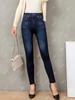 Leggings Novas de Primavera e Outono Imitação Jeans Nove Pontos Alta Elasticidade Cintura Alta Emagrecimento Mais Fácil para Combinar Leggings Modais Pernas Finas Femininas