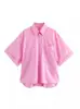 Venta al por mayor transfronteriza Verano 2024 Nuevo Ropa europea y americana Moda callejera Casual Holgada Camisa de manga corta con solapa y botones