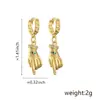 Pendientes Geométricos de Moda Transfronterizos Hebilla para Oreja Chapado en Cobre Oro Real Gota de Aceite Zirconia Ojo de Dedo Pendientes Colgantes para Mujer
