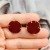 Brinco de Pressão Estilo Japonês e Coreano para Mulheres com Esmalte de Óleo Gotejante Redondo Ondulado Simples Estilo Francês Brincos de Estilo Frio Novo