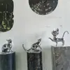 Acero Inoxidable Acabado Espejo Escultura de Gato Adorno Paisajismo de Jardín Comunidad Oficina de Ventas al Aire Libre Arte Decorativo de Lujo Ligero
