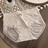 Panty Transpirable de Seda de Hielo Antibacteriano sin Costuras de 10A para Mujer, Estampado de Puntos, Entrepierna Extendida, Cintura Media Simple, Estilo Chica Dulce