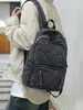 Mochila de lona de mezclilla lavada estilo japonés, bolsa para estudiante universitario, unisex, casual, a la moda, mochila de viaje simple