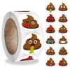 500 hojas/rollo de pegatinas decorativas con dibujos animados de caca divertida, con expresión facial, para bolsas, cuadernos y diarios.