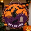 Amazon Mais Vendido Halloween Caveira Fantasma Teia de Aranha Placa de Porta de Madeira Pingente de Decoração de Casa de Madeira Impressão