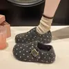 Zapatos Birkenstock de suela gruesa y plana de lana para mujer, novedad Otoño/Invierno 2026, mocasines de lunares, para ir al trabajo, para exteriores, forrados de polar, totalmente cerrados