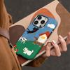 Funda de Teléfono de Dibujos Animados Estilo Vaquero con Bloques de Color de Comercio Exterior para Apple 16 Pro, Adecuada para el Nuevo Modelo 17E, Funda con Película Magnética Dos en Uno
