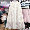 Comercio exterior nuevo cintura elástica color liso malla falda talla grande mujer plisada hilo ondulado falda falda falda