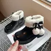 Otoño/Invierno 2026 Estilo Coreano Botas de Princesa Niñas Lazo Bola de Pelo Botas de Moda Dama Botas Pequeñas de Cuero Botas con Borlas de Algodón Plus