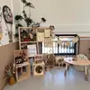 Expositor de Creación Ambiental para Jardín de Infantes Área de Arte Manualidad Tipo de Poste Único Ahorro de Espacio Móvil Pintura Estante Plegable de Madera Maciza