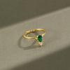 Anel Estilo Coreano 1097 Prata de Lei S925 INS Simples Luxo Leve Elegante Versátil Zircônia Verde Banhado a Ouro Anel Feminino