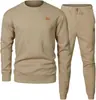 2025 Amazon Cross-border Primavera e Outono Novo Europeu e Americano Masculino Esportivo Casual Conjunto Gola Redonda Jacquard Moda Malha Camisa