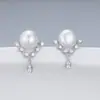 Comercio electrónico transfronterizo Aretes de botón de plata esterlina S925 para mujer, moda, aretes de perlas simples, soporte vacío DIY, fabricante de joyería