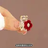 Presilha de Cabelo Laço Veludo Vermelho Ano Novo Presilha Lateral para Franja Presilha de Garra Pequena de Princesa para Mulheres Toque de Luxo Novo Estilo 2025