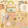 Bolsa de Capivara Conjunto de Papelaria Material Escolar Presente Infantil Lembrança Recompensa para Aluno do Ensino Fundamental