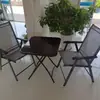 Mesa e Cadeiras Dobráveis com Guarda-Sol Pátio Externo Varanda Pequena Mesa de Café Combinação Kit Conjunto de Cinco Peças Barraca Portátil Casa