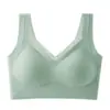 Ropa interior de banda de gel de soporte suave sin costuras, sujetador tipo top sin aros, transpirable, push-up, cuello en V