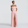 Vestido Largo de Moda Transfronteriza Europea y Americana para Mujer 2026, de un Hombro, Color Sólido, con Abertura, Elegante y Sexy, sin Espalda, con Abertura Alta