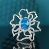 Diseño Original Pesado Lujo Conjunto Completo de Diamantes Topacio Azul Collar de Moño de Hada Pendientes de Piedras Preciosas de Colores Anillo para Mujer