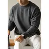 Suéter de lana de punto de 7 puntos con cuello redondo para hombre Baihua Rong, estilo "old money" otoño 2026, tejido casual cálido y grueso