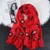 Lenço de Seda com Estampa de Folhas Novas Primavera/Verão 2026 para Mulheres, Xale Decorativo Fino Versátil para o Verão, Lenço Longo