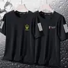 Camiseta masculina de seda gelo, moda verão, leve, luxuosa, gola redonda, secagem rápida, manga curta, fina, respirável, tamanho grande, esportiva masculina