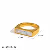 Anel de Aço Inoxidável com Design de Nicho Estilo Ins Transfronteiriço com Cravação de Zircônia Anel de Aço Titânio Joias de Ouro 18K