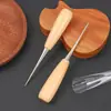 Sovela com Cabo de Madeira Feita à Mão Ferramenta DIY para Reparo de Sapatos Sovela de Furo Redondo Ponta de Sovela para Reparo de Sapatos Sovela para Sapatos Sovela para Perfuração de Couro