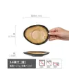Prato de Sobremesa Cerâmica Esmalte Rachado Retrô Porcelana Óssea Prato para Mesa de Jantar em Casa Prato Irregular para Molho Prato Pequeno para Bolo de Restaurante