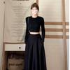 Vestido Negro Francés de Alta Gama para Mujer en Otoño e Invierno 2025, Elegante Capa Interior, Traje de Falda Larga Diaria para el Trabajo