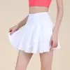 Falda Plisada Transpirable Fresca de Verano Anti-exposición Cintura Alta Cintura Elástica Bolsillos Falda Deportiva para Correr Yoga Tenis
