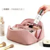 Bolsa de Maquiagem Portátil de Grande Capacidade, Bolsa de Higiene Pessoal para Viagem Feminina, Couro PU Multifuncional com Compartimentos, Bolsa de Armazenamento