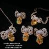 Collar con Lazo de Piedra Turmalina Canaria Mariposa Helada Chapado en Oro de 18K Pendientes de Mariposa Amarillo Crepúsculo Zirconia