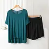Traje de modal de manga corta para mujer, verano, nuevo, suelto, adelgazante, casual, talla grande, cómodo, conjunto de dos piezas para casa