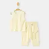 Roupa de Bebê T-shirt Fina Sem Mangas Fato Ultra-Fino Fibra de Bambu Casa Verão Calças Infantis Largas Roupa de Ar Condicionado para Bebê