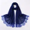 Novo lenço de pérolas com renda de cílios de borda dupla em chiffon, best-seller transfronteiriço, xale de alta qualidade, lenço de cabeça malaio para mulheres