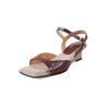 Sandalias Casuales y Cómodas de Cuña de Piel de Oveja de Primera Capa Verano 2025 Paja Tacón Medio Punta Cuadrada Punta Descubierta Cuero Genuino Sandalias de Hebilla Única para Mujer