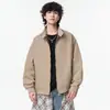 Jaqueta Curta Casual de Primavera Harrington Americana Retro à Prova de Vento Feminina Jaqueta Masculina de Alta Qualidade com Gola Reversível