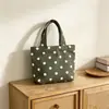Bolsa de mano de lunares transfronteriza, estilo retro y artístico, minibolso de lona, adecuado para que los estudiantes lo usen para la escuela, ir al trabajo y llevar loncheras