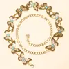 Cadena de Cintura para Mujer Amazon Flor Turquesa Estilo Occidental Moda Versátil Cadena de Cintura de Metal Cadena de Cintura Estilo Bohemio para Mujer
