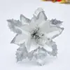 Flores de Natal Vermelhas Douradas e Prateadas Recortes de Natal Flores Artificiais Guirlanda de Árvore de Natal Acessórios Decorativos de Rattan