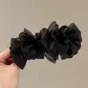 Presilha banana plissada de chifon, presilha vertical, presilha de garra de verão de alta qualidade, presilha para rabo de cavalo na nuca, presilha de cabelo elegante e delicada