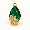 Colgante de circonio chapado en cobre con encaje, forma de gota de agua ovalada, accesorios para pendientes, pulseras, collares, joyería hecha a mano, colgantes con incrustaciones de diamantes