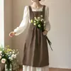 Avental Feminino Estilo Country Cozinha Uso Doméstico Repelente à Água Avental Estendido na Cintura Café Loja de Flores Salão de Unhas Comércio Exterior Roupa de Trabalho
