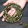 Pulsera Natural de Sándalo Verde Argentino 108 Cuentas de Círculo Único Cuentas Cuadradas Cuentas de Bambú Agujeros Pequeños de Precisión para Hombres y Mujeres