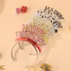 Diadema Fiesta de Año Nuevo 2026 Accesorios para Fotos Transfronterizos Diadema de Papel Decorativa Dorada Polvo Europeo y Americano Año Nuevo Cumpleaños