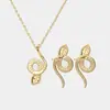Conjunto Cobra de Zircônia Micro-Pave de Luxo Leve Personalidade Criativa Estilo Cool Acessórios de Colar e Brinco Temperamento Fashion